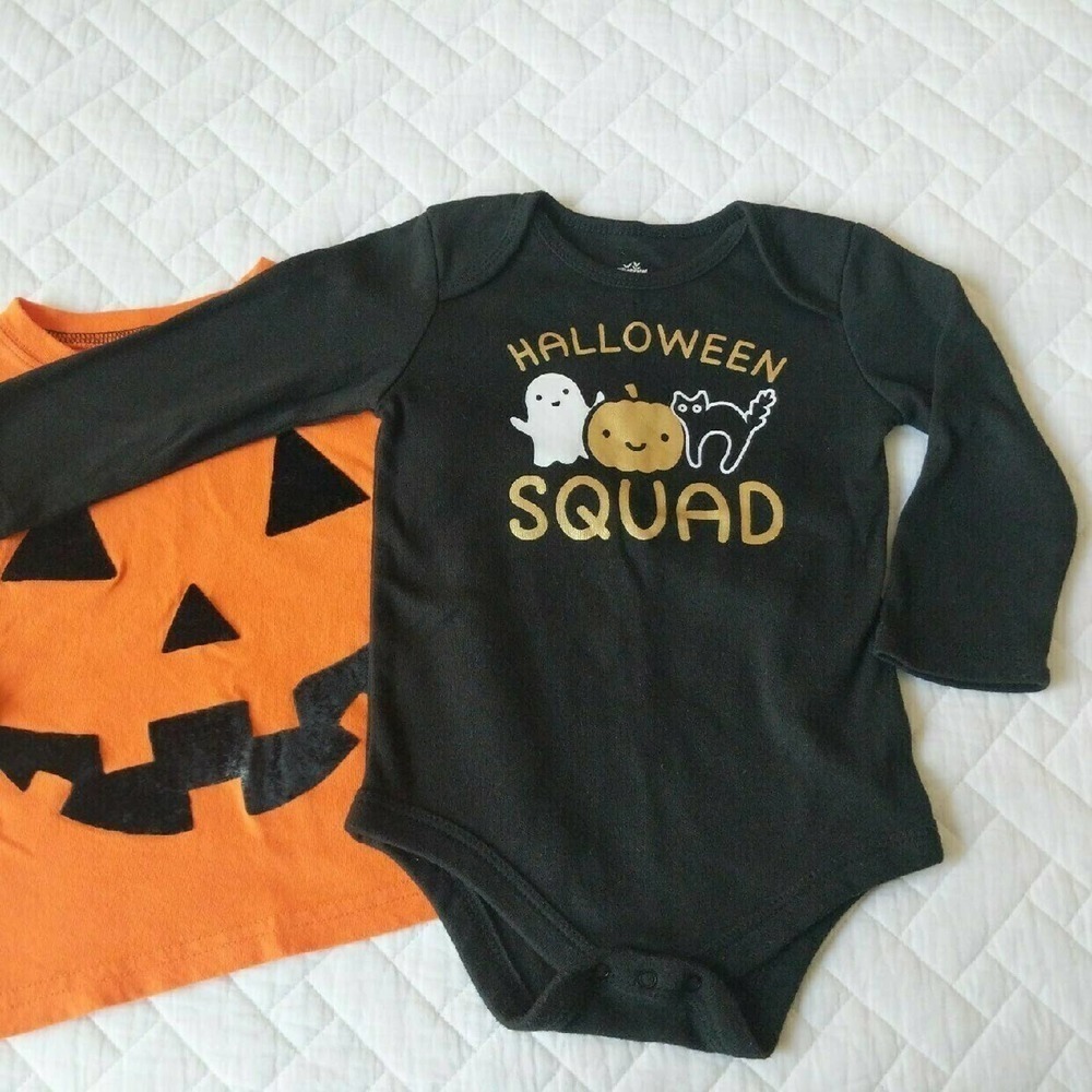 Halloween 18 Months Bodysuit and Bonus Tee 18m Pumpkin Jackolantern